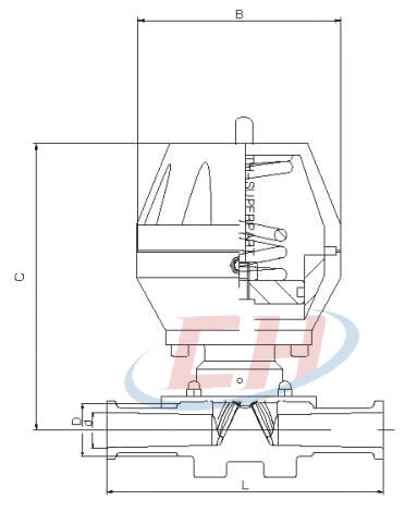 氣動(dòng)衛(wèi)生級(jí)隔膜閥結(jié)構(gòu)圖